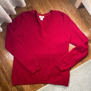 Women's Red V-Neck Sweater